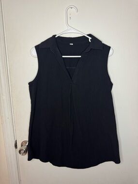Sleeveless Collared Black Women's Top